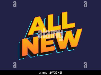 All new. Text effect in yellow color in 3D look Stock Vector