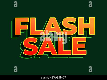 Flash sale. Text effect design in 3D look. red yellow color. Dark green background Stock Vector