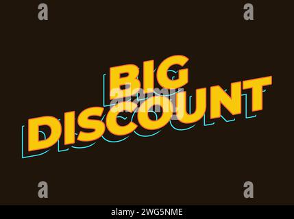 Big discount. Text effect in yellow color in 3D look Stock Vector