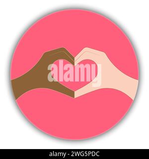 International Women's Day 2024 Different hands show heart shape Stylised illustration Card #InspireInclusion Vector illustration Isolated Stock Vector