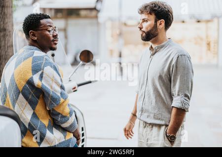 Multiracial Business Team Collaborating Outdoors During a Productive Break Stock Photo