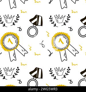 Medal and ribbons Doodle background. Vector illustration can used for covers, wallpapers, decoration.  Stock Vector