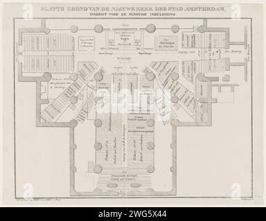 Map of the Nieuwe Kerk for the inauguration of King William II, 1840, 1840 print Map of the Nieuwe Kerk in Amsterdam with the design and numbers of the stands, for the inauguration of King Willem II on November 28, 1840. The Hague paper  plan  architecture. other forms of installation new church Stock Photo