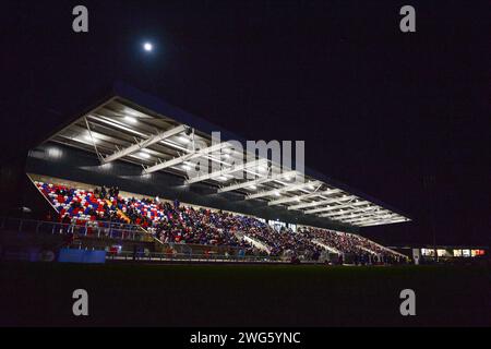 Wakefield, England - 26th January 2024 - Floodlight Failure. Rugby League Matty Ashust Testimonial, Wakefield Trinity vs Wigan Warriors at DIY Kitchens Stadium, Wakefield, UK  Dean Williams Stock Photo