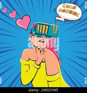 Couple love Valentines day pop art style Stock Vector