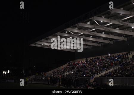 Wakefield, England - 26th January 2024 - Lights go out. Rugby League Matty Ashust Testimonial, Wakefield Trinity vs Wigan Warriors at DIY Kitchens Stadium, Wakefield, UK  Dean Williams Stock Photo