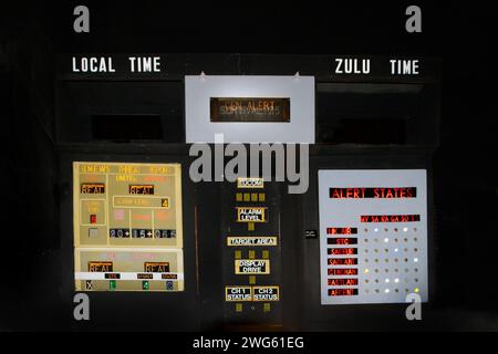 alert and monitoring control panel MOD hack green secret bunker cheshire, used in cold war nuclear blast shelter, command post now a museum Stock Photo