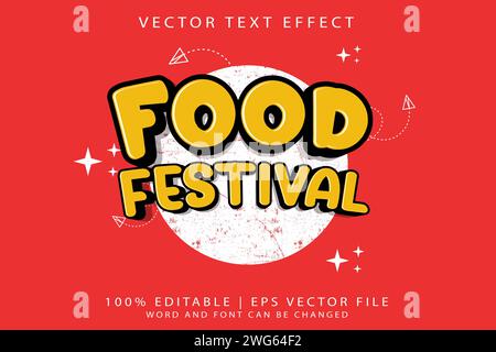 Editable text effect Food Festival 3d Traditional Cartoon template style premium vector Stock Vector
