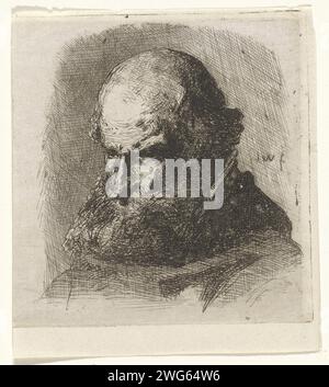 Study of an old man, Jan Weissenbruch, 1837 - 1880 print Study of a bearded old man, possibly a monk in a habit. The Hague (possibly) paper. etching monk(s), friar(s). habit, frock. beard. old man Stock Photo