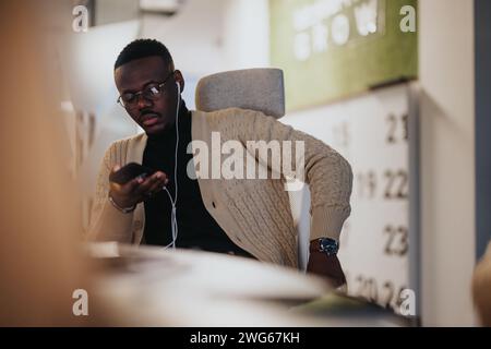 Group of business professionals collaborating on project in office. Stock Photo