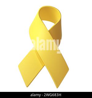 3d Yellow ribbon awareness Adenosarcoma, Bladder Bone Cancer, Endometriosis, Sarcoma, Spina Bifida illustration Stock Photo