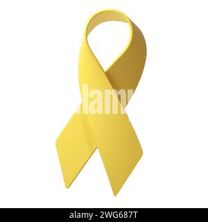 3d Yellow ribbon awareness Adenosarcoma, Bladder Bone Cancer, Endometriosis, Sarcoma, Spina Bifida illustration Stock Photo