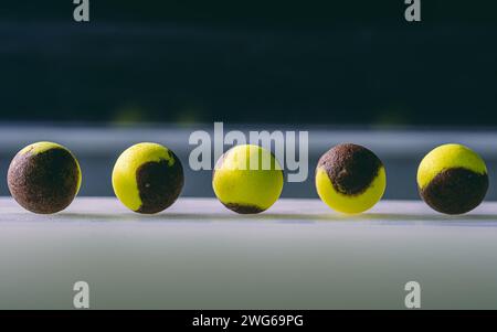Fishing baits on the conveyor belt in a fishing factory carp fishing Stock Photo