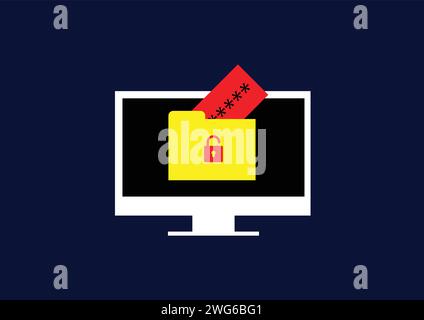 Hacker stealing protected confidential information from personal computer illustration Stock Vector