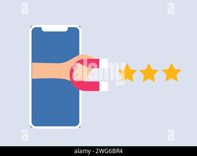 Marketers attracting reviews and stars from customer digitally Stock Vector