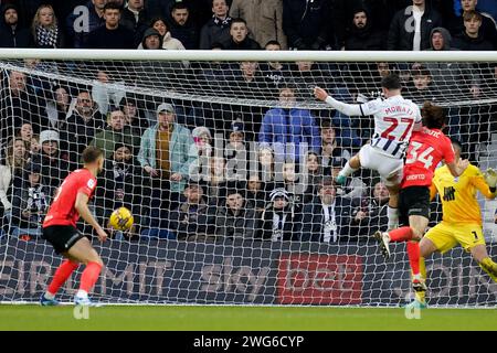 West Bromwich Albion's Alex Mowatt attempts a shot on goal during the Sky Bet Championship match at The Hawthorns, West Bromwich. Picture date: Saturday February 3, 2024. Stock Photo