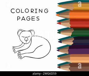 Vector isolated illustration of koala coloring book. Stock Vector