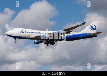 Chinese Great Wall Airlines Boeing 747-400F with registration B-2433 on final for Amsterdam Airport Schiphol Stock Photo