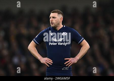 Finn Russell of Scotland during the 2024 Guinness 6 Nations match Wales vs Scotland at Principality Stadium, Cardiff, United Kingdom, 3rd February 2024  (Photo by Craig Thomas/News Images) Stock Photo