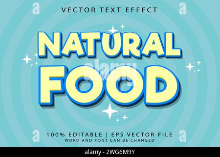 Editable text effect Natural Food 3d Cartoon template style premium vector Stock Vector