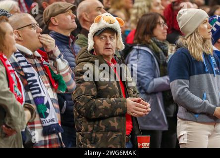 Cardiff, Wales. 3rd February 2024; Principality Stadium, Cardiff, Wales: Six Nations International Rugby Wales versus Scotland; Fans enjoy the atmosphere in the stadium Credit: Action Plus Sports Images/Alamy Live News Stock Photo