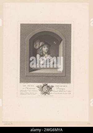 Soap bubbles blowing boy, Johann Georg Wille, After Caspar Netscher, 1761 print  Paris paper engraving / etching bubble-blowing (children's games and plays) Stock Photo