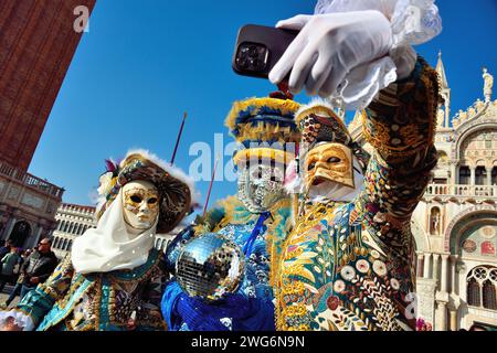 Venice, Italy, February 3rd, 2024. Venice carnival. This year's theme is To the East, Marco Polo's amazing journey. Credits : Ferdinando Piezzi/Alamy Live News Stock Photo
