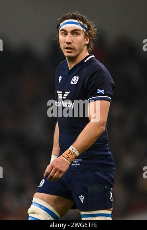 Jamie Ritchie Running Jamie Ritchie of Scotland during the 2024 Guinness 6 Nations match ...