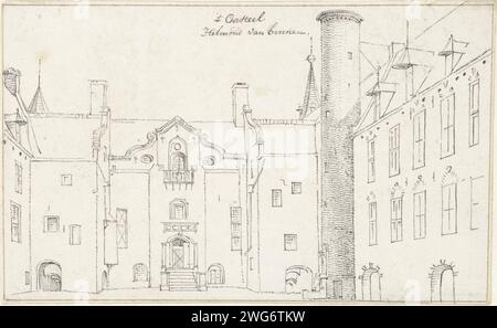 Court of the castle in Helmond, Cornelis Pronk, 1720 - 1740 drawing   paper. ink. pencil pen castle Helmond Castle. Helmond Stock Photo