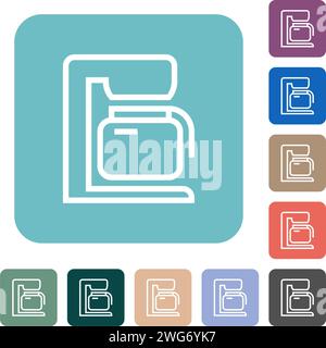 Coffeemaker outline white flat icons on color rounded square backgrounds Stock Vector