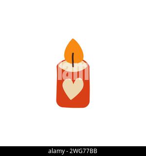 Valentines day element design. Valentine flat symbol- candle icon . Holiday of love in cute style. Stock illustration. Stock Photo