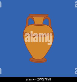 Ancient greek amphora vase on the blue background Stock Vector