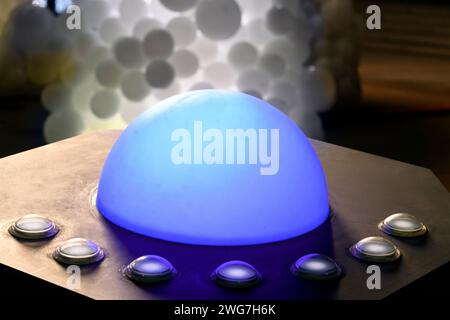 Half sphere with balloons concept art installation. Calgary Alberta Canada. Stock Photo