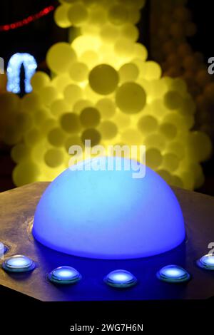 Half sphere with balloons concept art installation. Calgary Alberta Canada. Stock Photo