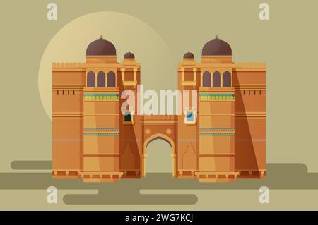 Gwalior Fort - A hill fort Entry Gate - Stock Illustration as EPS 10 File Stock Vector