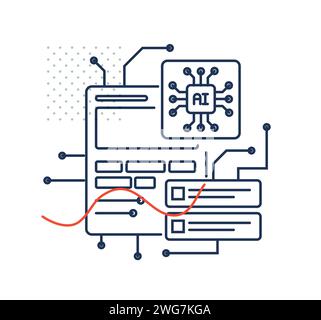 Automated Social Media Post Generator via Artificial Intellence Process - Illustration as EPS 10 File Stock Vector