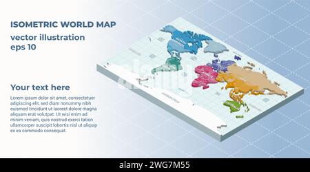 World map isometric 3d vector illustration. Template for your design Stock Vector