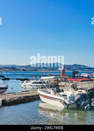 Kolympia- Greece - 4 july 2022:Panoramic view of the fishing harbor in Rhodes Stock Photo