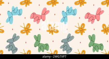 Seamless pattern with bunny balloons Stock Vector