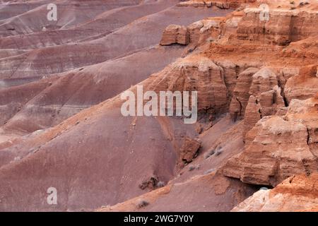 Colorful deoposits of the Chinle Formaton exposed at Little Painted Desert County Park near Winslow, Arizona Stock Photo