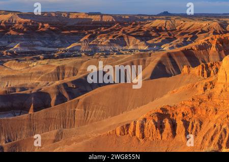 Colorful deoposits of the Chinle Formaton exposed at Little Painted Desert County Park near Winslow, Arizona Stock Photo