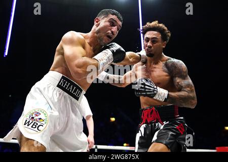 Khalid Graidia (left) in action against Ben Whittaker in the light-heavyweight bout at the OVO Arena Wembley, London. Picture date: Saturday February 3, 2024. Stock Photo