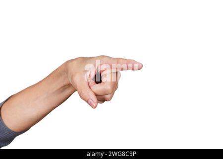 Close up of a hand pointing a finger Stock Photo