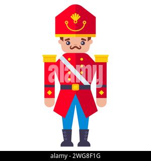 red wooden soldier. flat vector illustration. Stock Vector