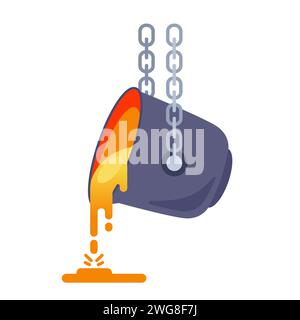 iron foundry. flat vector illustration. Stock Vector