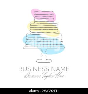 Abstract Pink and Yellow Cake Geometric Logo Design Stock Vector