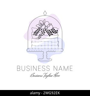 Purple Cake Logo for Bakery in Abstract Geometric Style Stock Vector