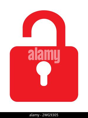 Isolated icon of unlocked red door padlock. Stock Photo