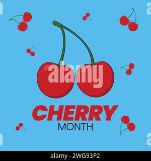 Cherry Month Vector Icon National Cherry month Illustration Stock Vector