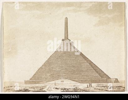 Pyramide van Austerlitz, 1805, anonymous, 1806 - 1807 print View of the pyramid of Austerlitz, built by the soldiers of Napoleon in 1804-1805. Netherlands paper etching landscape with monument Pyramide van Austerlitz Stock Photo